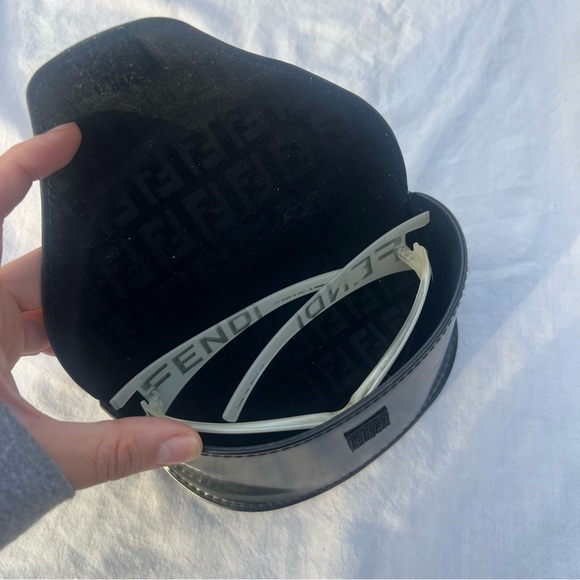 💎 RARE 💎 Fendi White Logo Shield Sunglasses - Picture 12 of 12